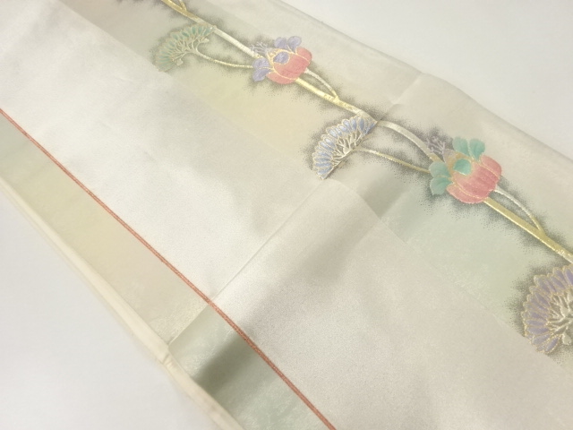 アンティーク　縞に花模様袋帯（材料）